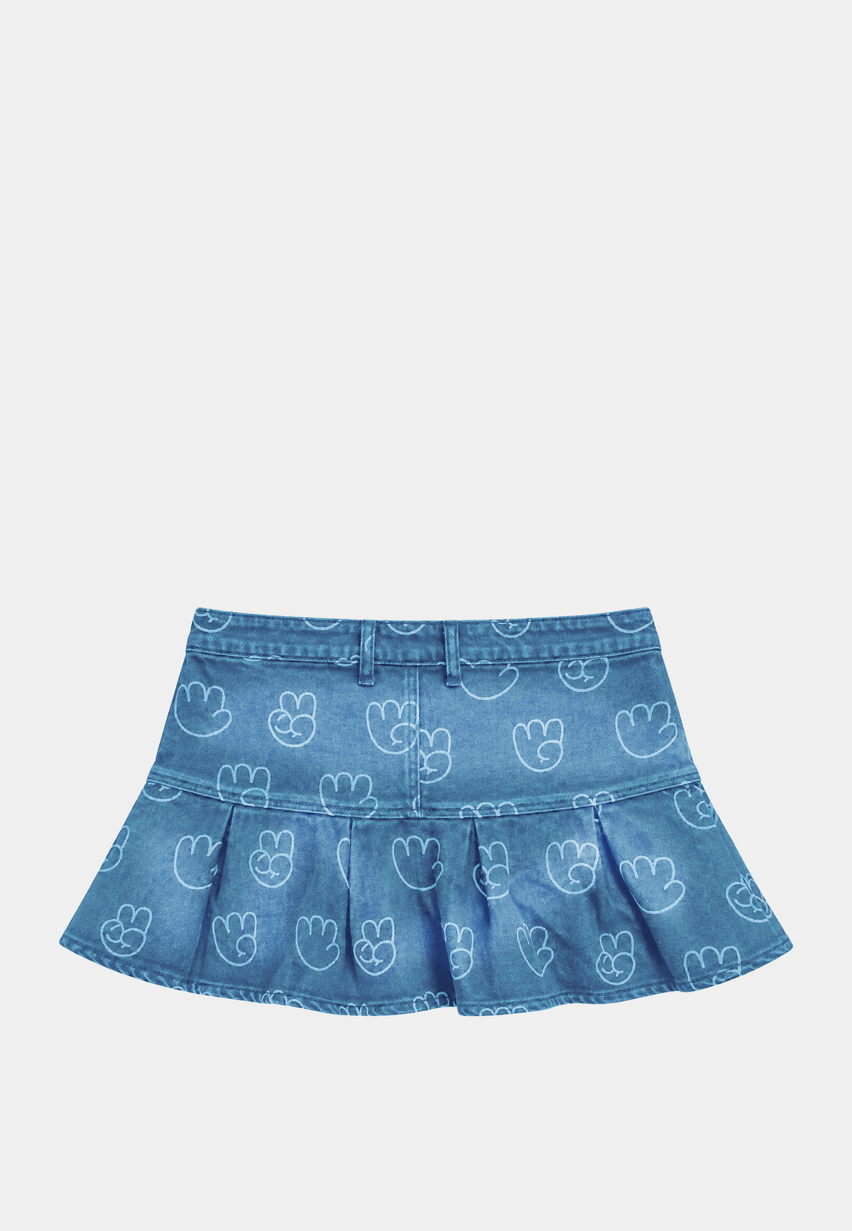 Paw-printed Denim Skirt - Blue