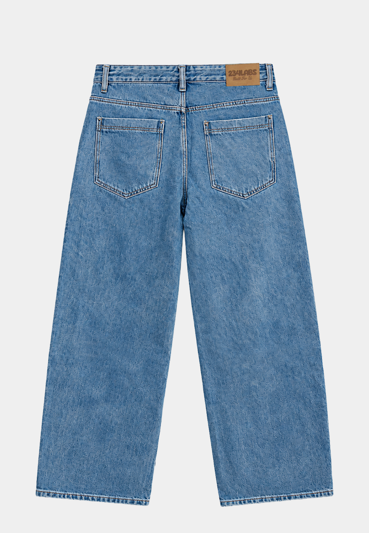 Patched Denim Trousers - Blue