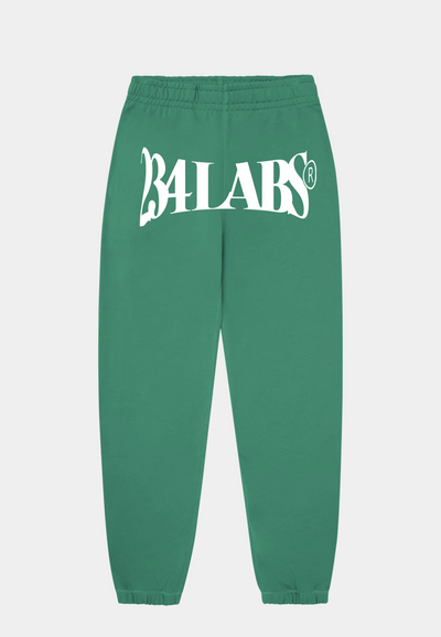 Green Cuffed Logo Sweatpants