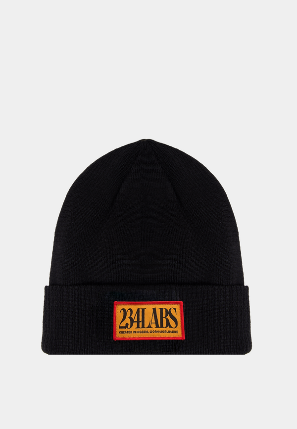 234Labs yellow patch logo beanie black