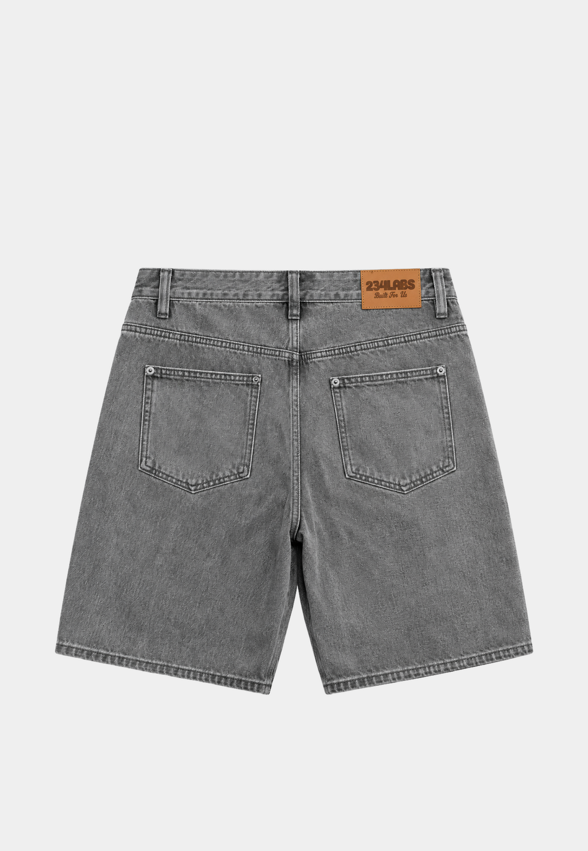 Patched Denim Short - Grey