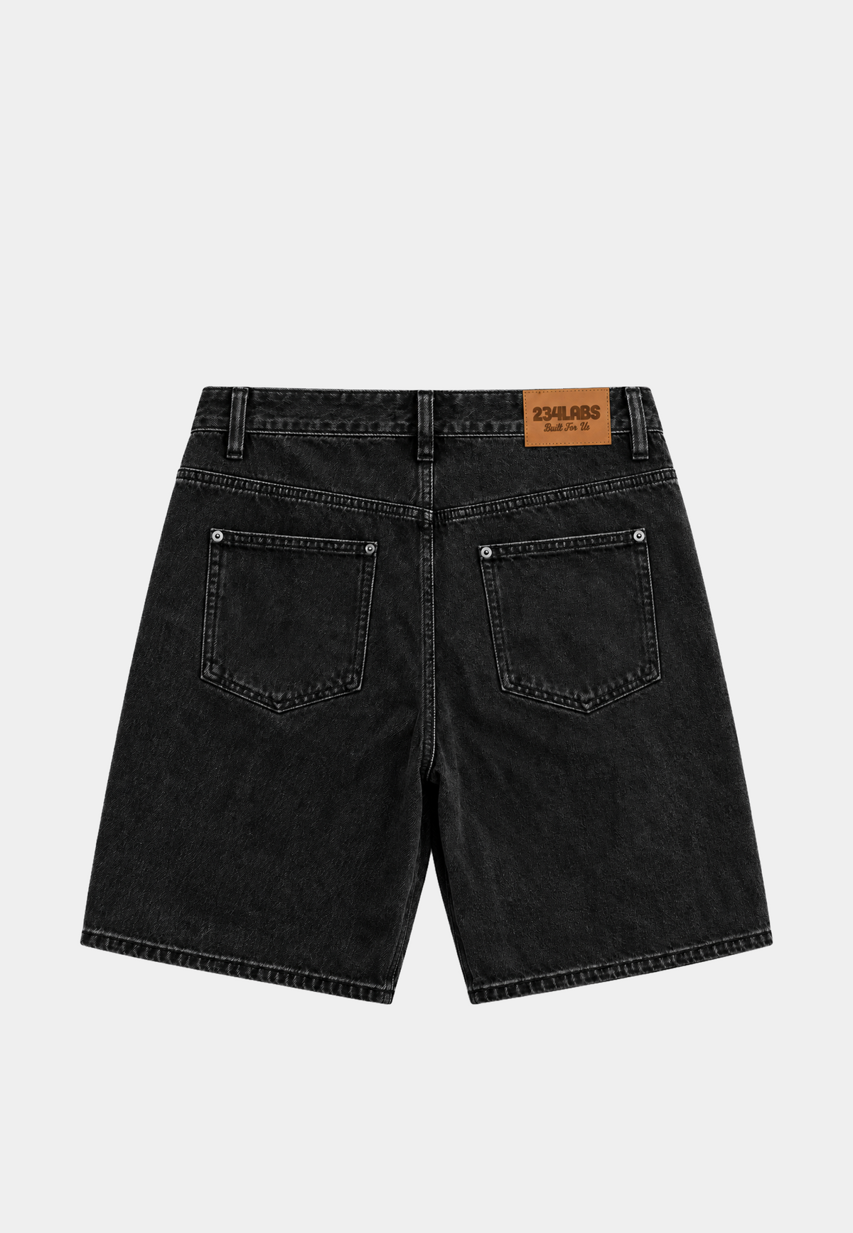 Patched Denim Shorts - Black